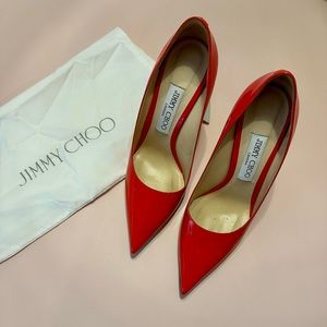 Jimmy Choo Love 100 Chilli Red pumps, size 8.
